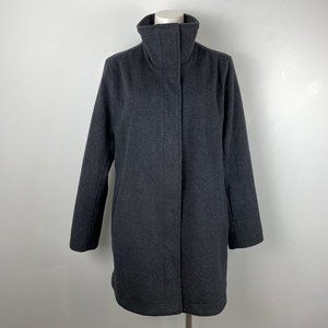 Pendleton Women's Water Resistant Gray Wool Coat Glacier Stripe Lining Sz Med